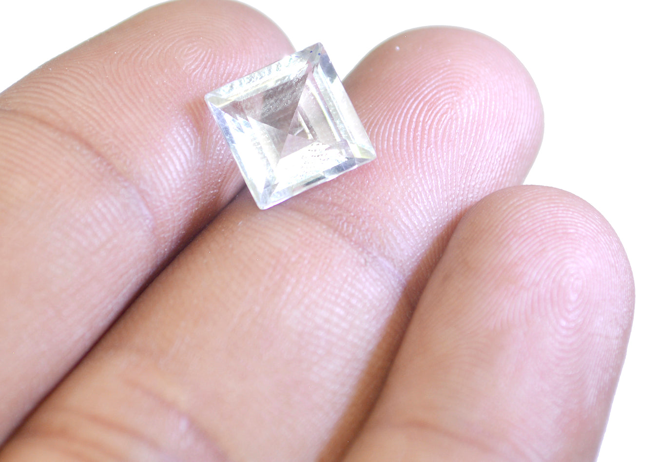 Crystal Quartz 1PC Large 11x11 MM Square Faceted White Fine Semi Precious Gems Secundaire afbeelding