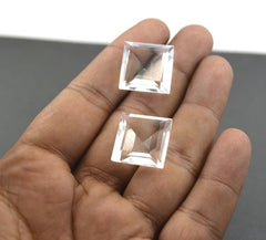 Crystal Quartz 1PC Chunky 14x14 MM Square Faceted White Genuine Semi Precious Loose Gemstones