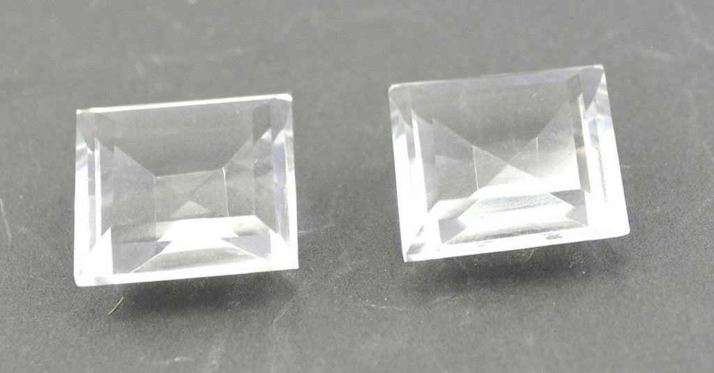 Bergkristall, 1 Stück, grob, 15 x 15 mm, quadratisch, facettiert, weiß, hochwertige Halbedelsteine