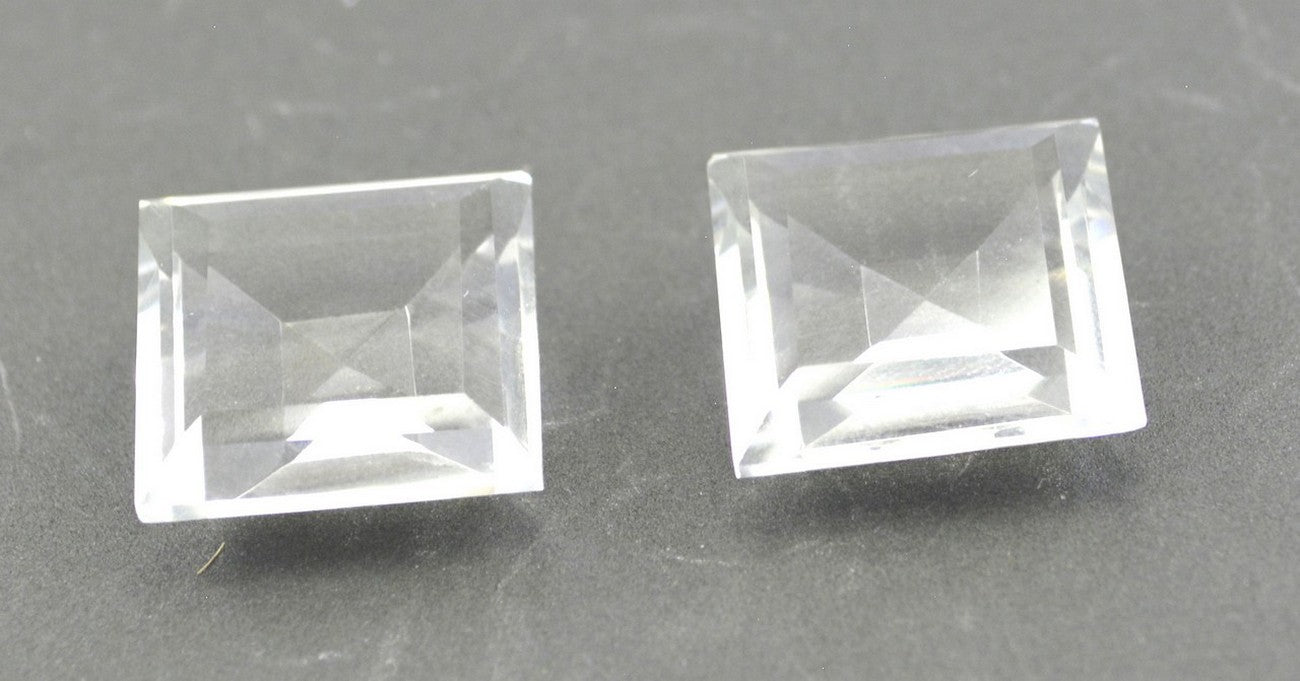 Crystal Quartz 1PC Chunky 15x15 MM Square Faceted White Superior Semi Precious Gems