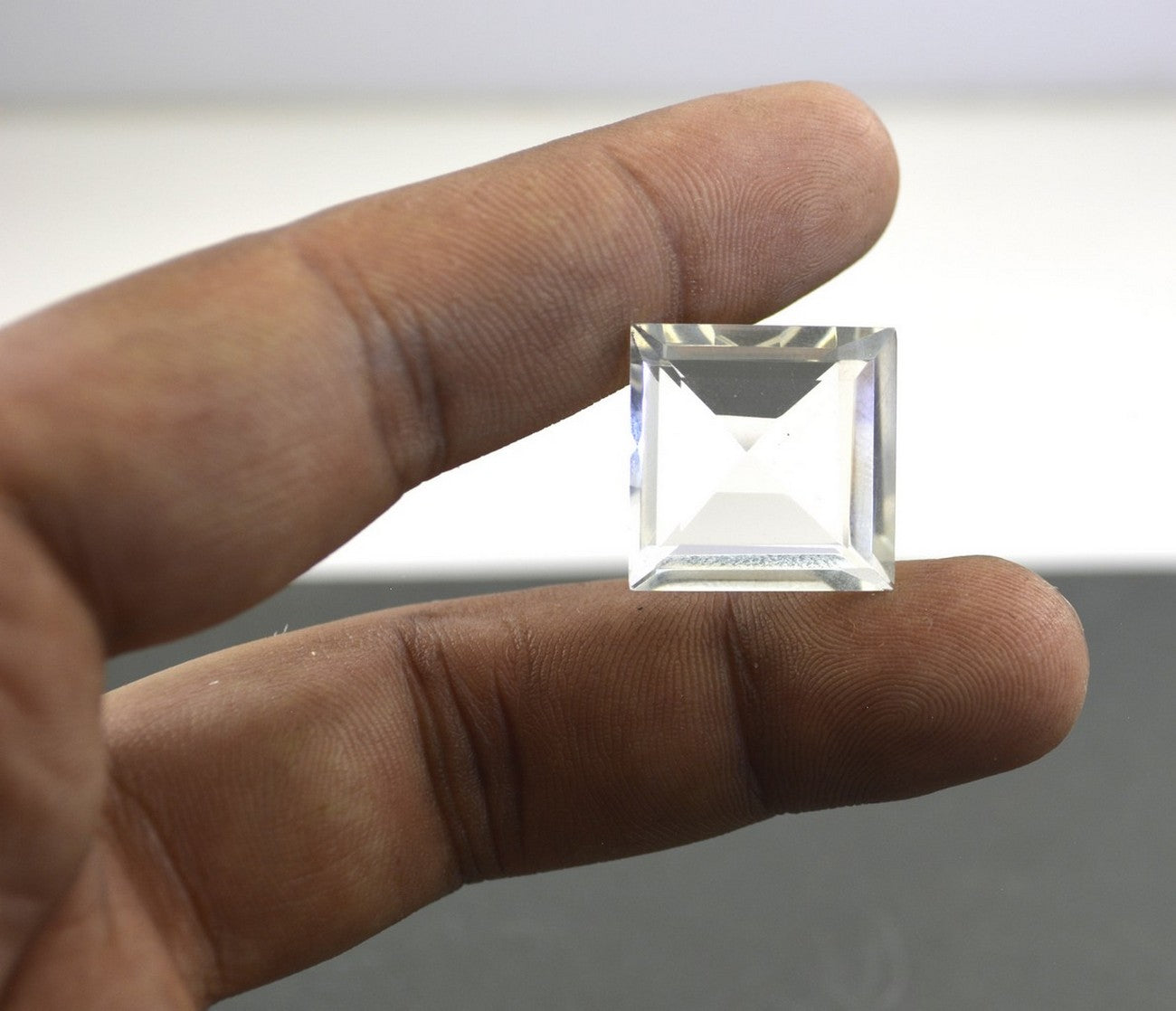 Crystal Quartz 1PC Chunky 16x16 MM Square Faceted White Pure Semi Precious Loose Gems Sekundär produktbild