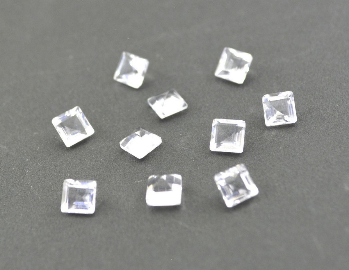 Crystal Quartz 1PC Small 7x7 MM Square Faceted White Splendid Semi Precious Gems