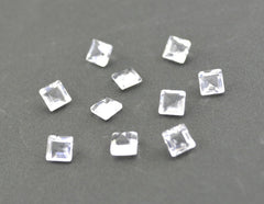Crystal Quartz 1PC Small 7x7 MM Square Faceted White Splendid Semi Precious Gems
