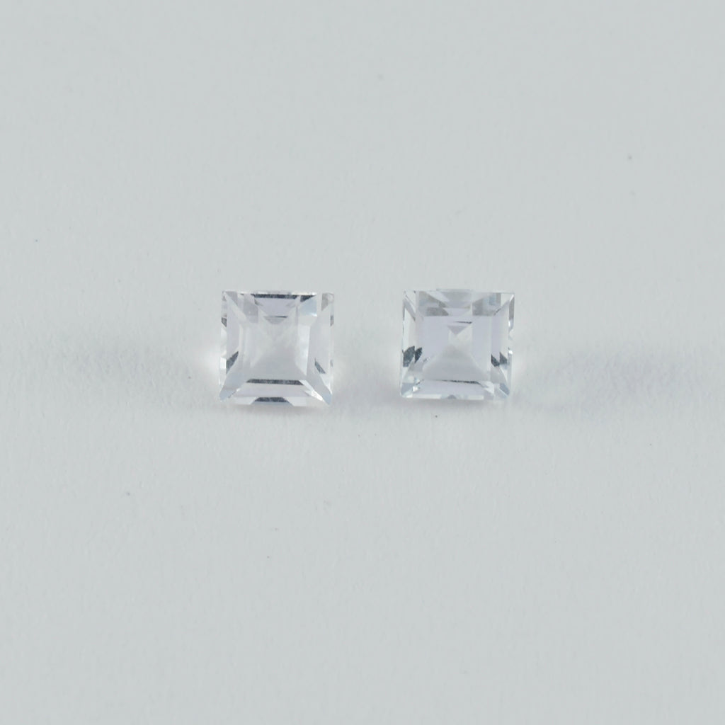 Crystal Quartz 1PC Small 8x8 MM Square Faceted White Luster Semi Precious Loose Gems