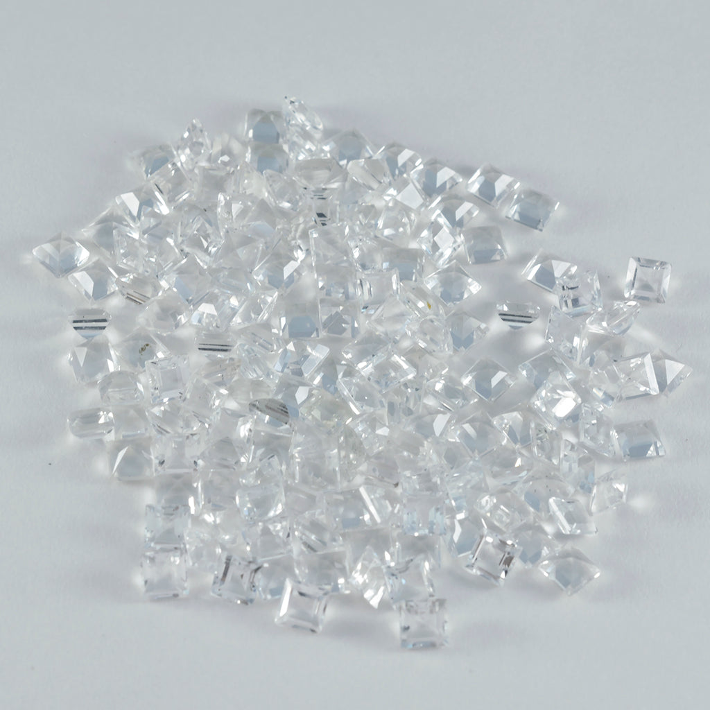 Crystal Quartz 1PC Small 8x8 MM Square Faceted White Luster Semi Precious Loose Gems