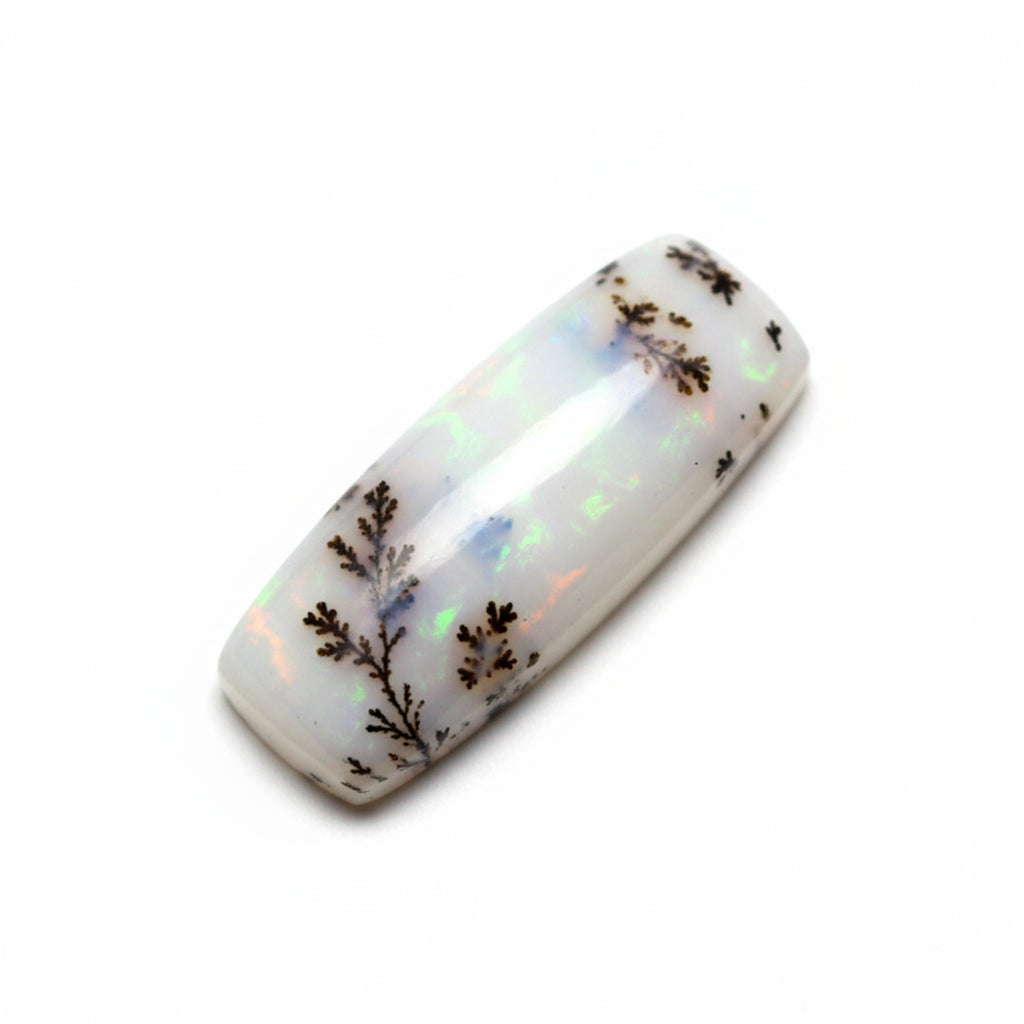 Dendrite Opal 10PC Tiny 4x8 MM Baguette Cabochon White Fine semi Precious Semi Precious Gemstone