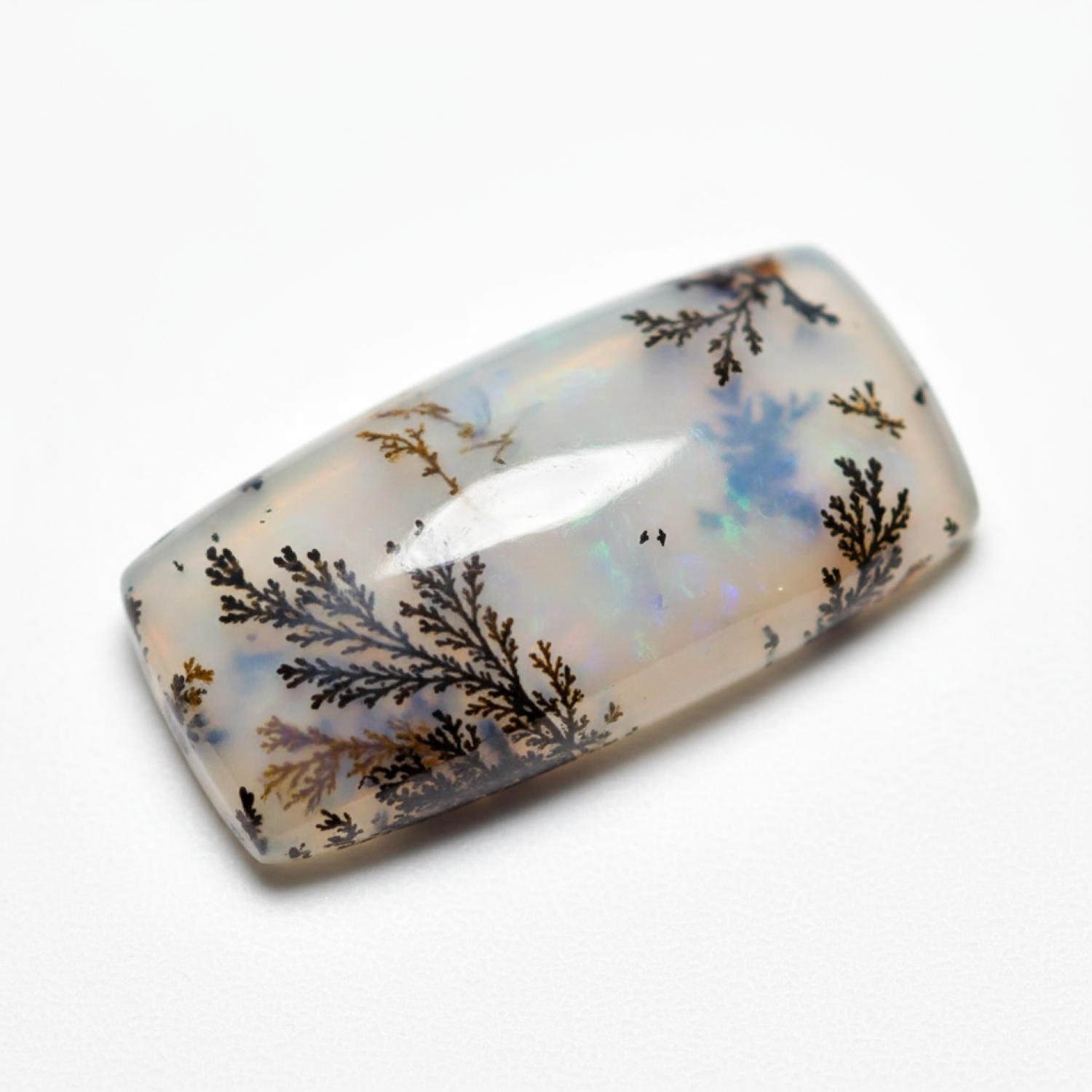 Dendrite Opal 1PC Large 8x16 MM Baguette Cabochon White Superior semi Precious Loose Gemstone Hoofdafbeelding