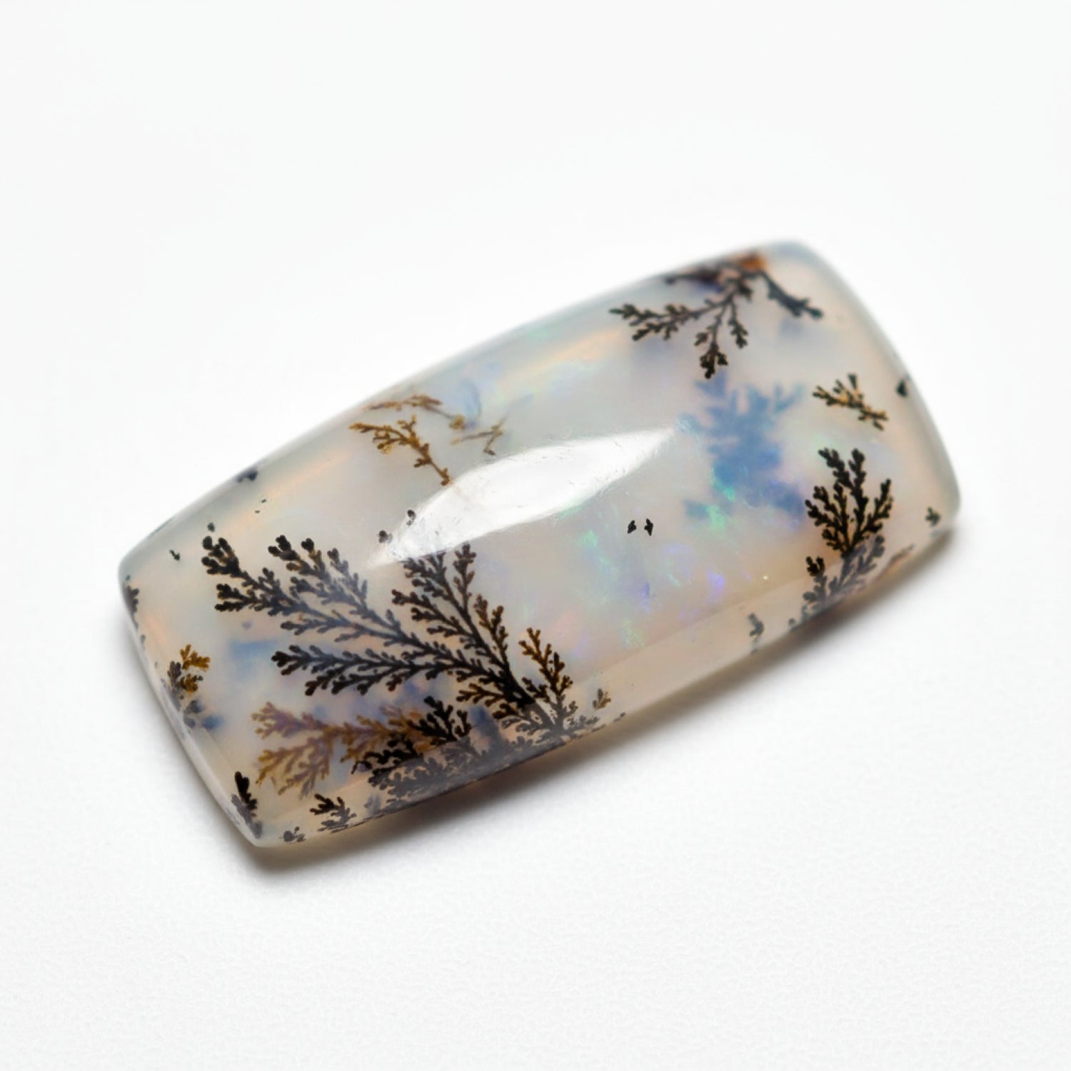 Dendrite Opal 1PC Large 8x16 MM Baguette Cabochon White Superior semi Precious Loose Gemstone