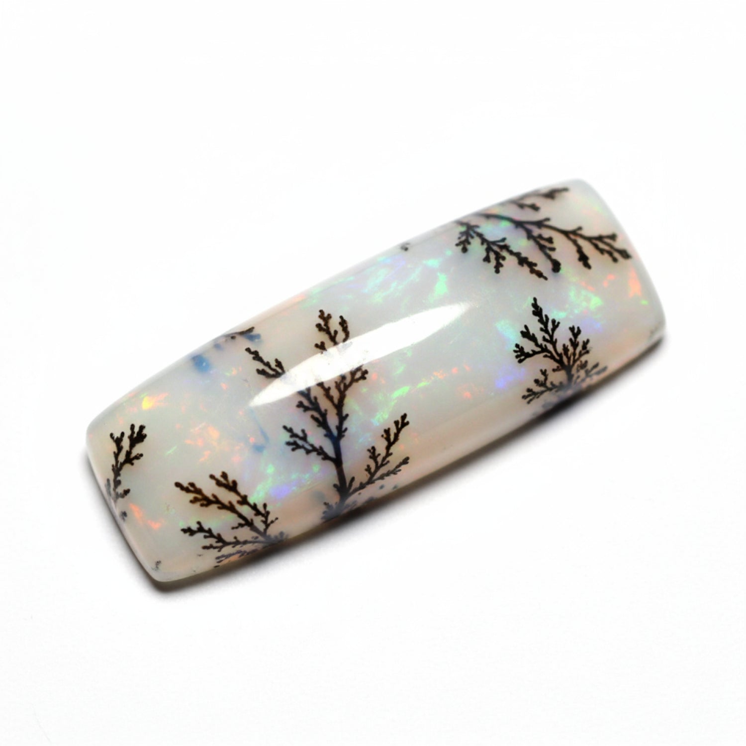 Dendrite Opal 1PC Large 8x16 MM Baguette Cabochon White Superior semi Precious Loose Gemstone