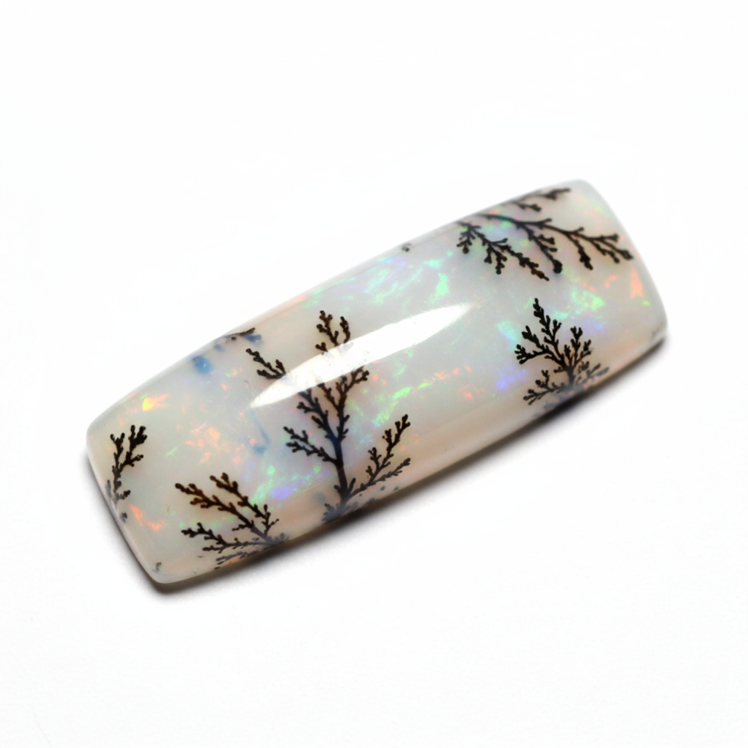 Dendrite Opal 1PC Large 8x16 MM Baguette Cabochon White Superior semi Precious Loose Gemstone Secundaire afbeelding