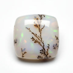 Dendrite Opal 1PC Large 11x11 MM Cushion Cabochon White Polished semi Precious Precious Gemstone
