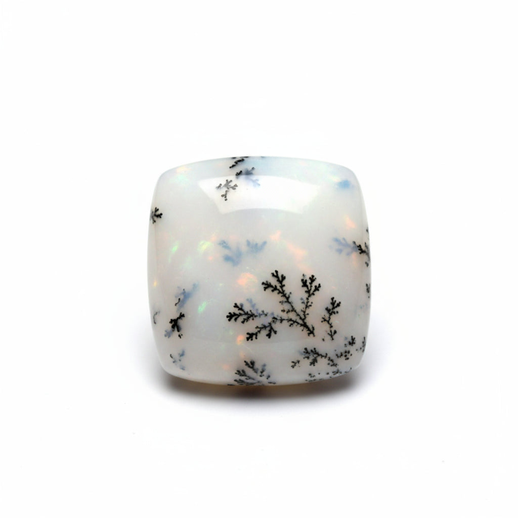 Dendrite Opal 10PC Tiny 4x4 MM Cushion Cabochon White Natural semi Precious Semi Precious Gemstone