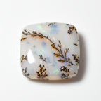 Dendrite Opal 1PC Small 8x8 MM Cushion Cabochon White Fiery semi Precious Loose Gemstone