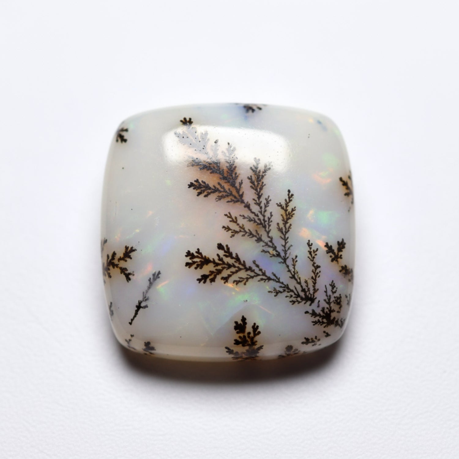 Dendrite Opal 1PC Medium 9x9 MM Cushion Cabochon White Brilliant semi Precious Loose Gemstones
