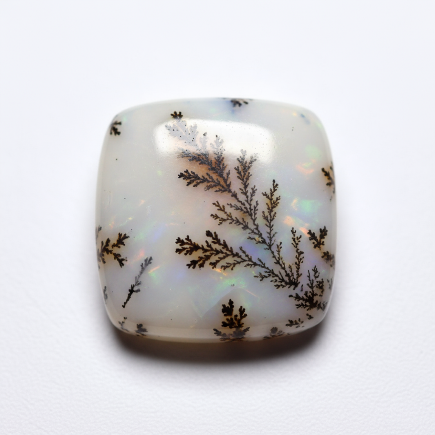 Dendrite Opal 1PC Medium 9x9 MM Cushion Cabochon White Brilliant semi Precious Loose Gemstones Главное изображение товара