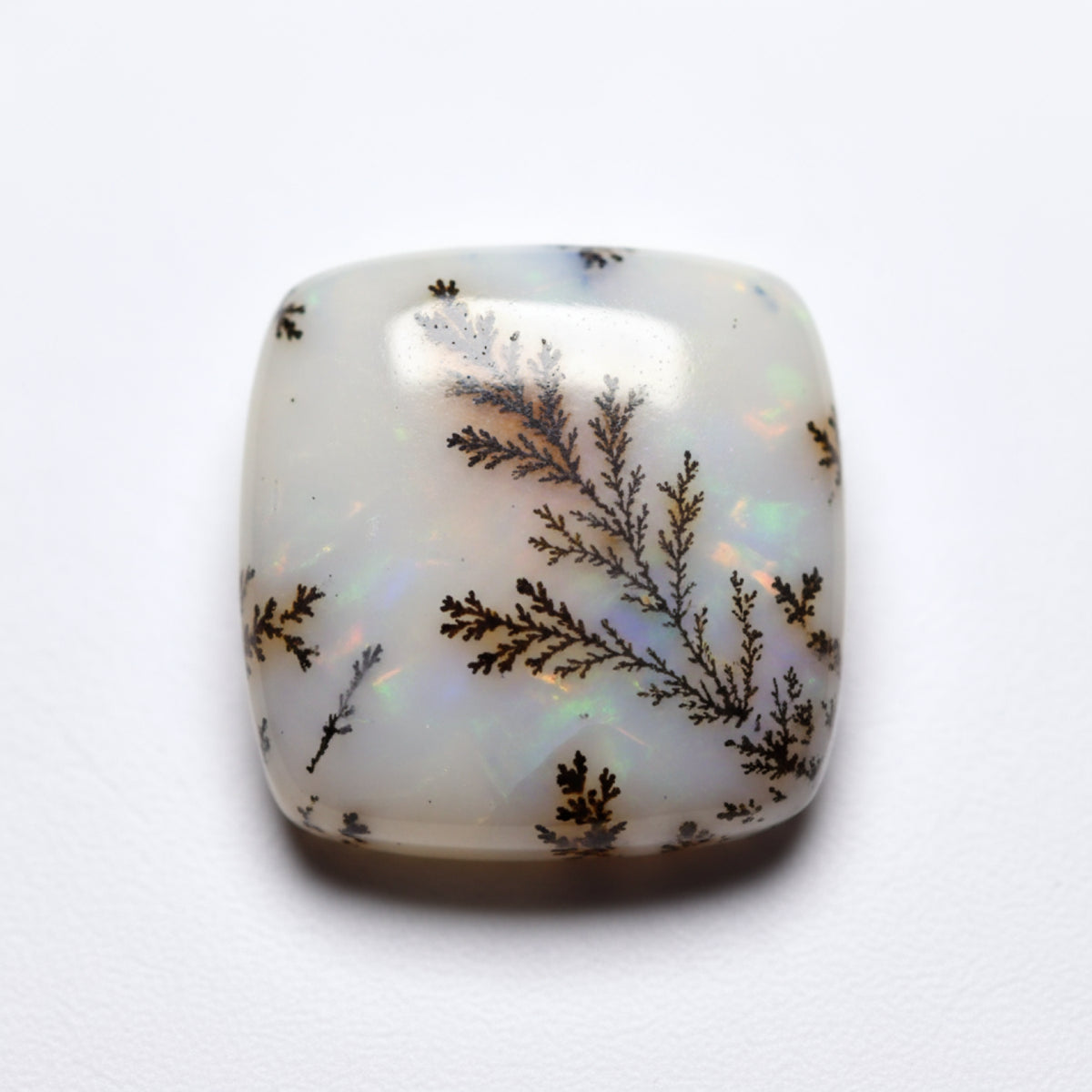 Dendrite Opal 1PC Medium 9x9 MM Cushion Cabochon White Brilliant semi Precious Loose Gemstones