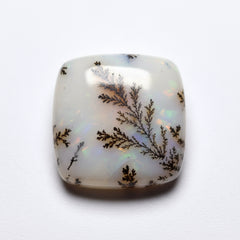 Dendrite Opal 1PC Medium 9x9 MM Cushion Cabochon White Brilliant semi Precious Loose Gemstones