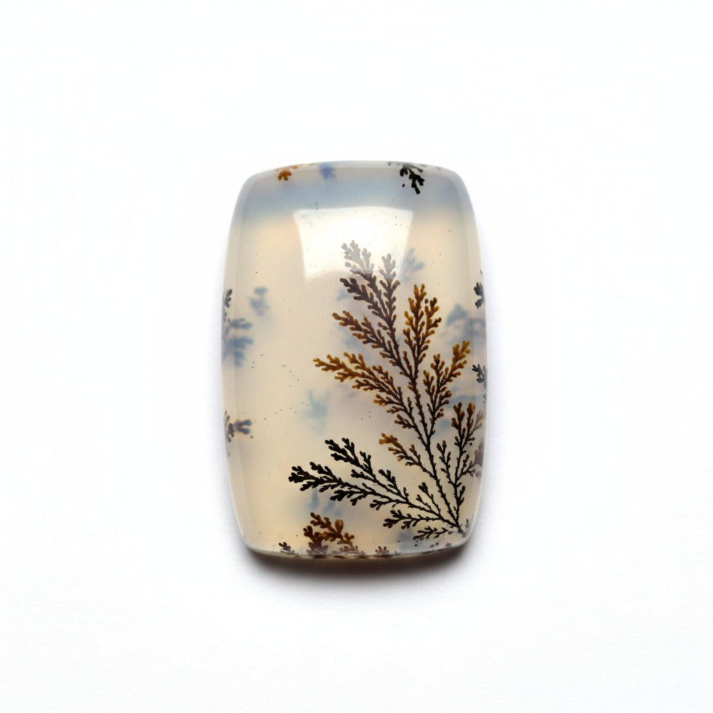 Dendrite Opal 1PC Large 10x12 MM Emerald Cabochon White Splendid semi Precious Semi Precious Gemstone