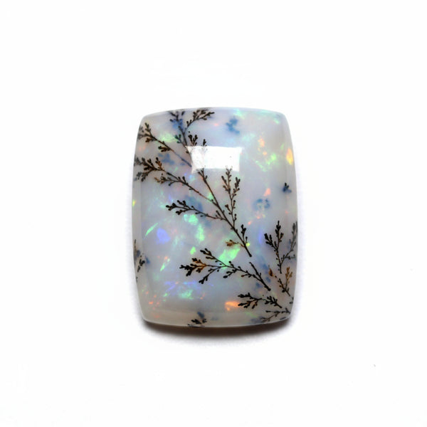 Dendrite Opal 1PC Small 6x8 MM Emerald Cabochon White Genuine semi Precious Loose Gemstones