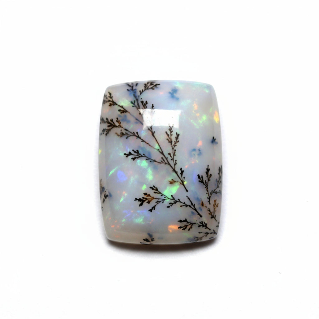 Dendrite Opal 1PC Small 6x9 MM Emerald Cabochon White Superior semi Precious Semi Precious Gemstone