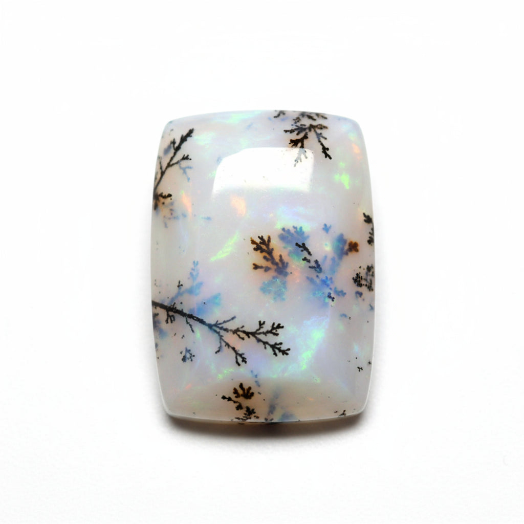 Dendrite Opal 1PC Large 8x12 MM Emerald Cabochon White Polished semi Precious Loose Gemstones