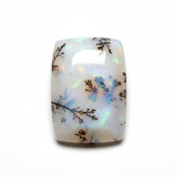 Dendrite Opal 1PC Large 9x11 MM Emerald Cabochon White Sparkling semi Precious Loose Gemstone