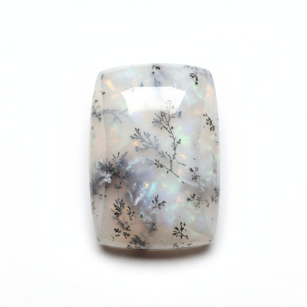Dendrite Opal 1PC Large 9x11 MM Emerald Cabochon White Sparkling semi Precious Loose Gemstone
