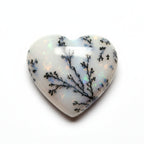 Dendrite Opal 1PC Large 11x11 MM Heart Cabochon White Fiery semi Precious Loose Gemstone