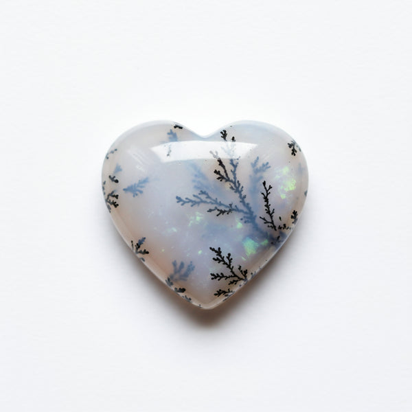 Dendrite Opal 10PC Tiny 4x4 MM Heart Cabochon White Shine semi Precious Loose Gems