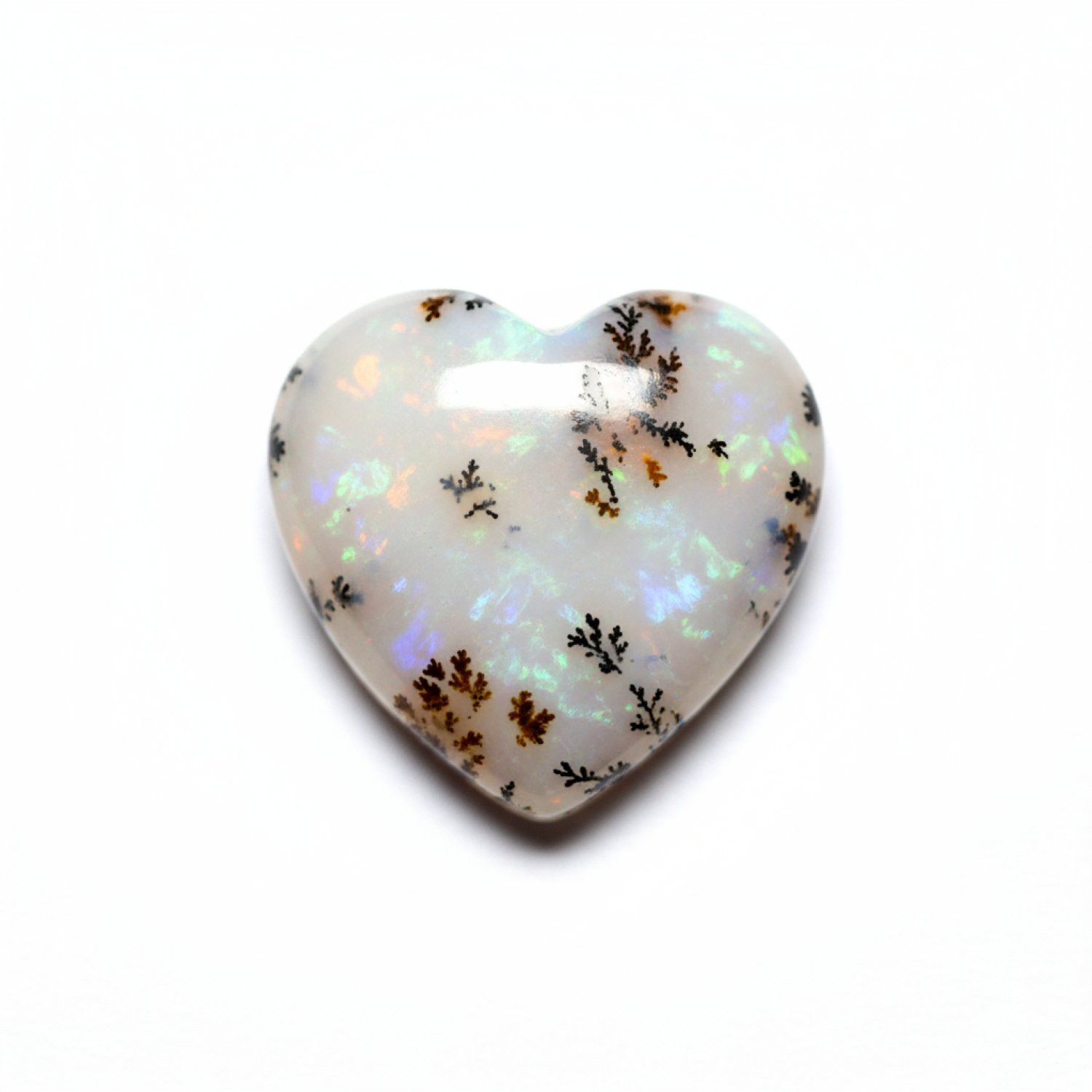 Dendrite Opal 10PC Tiny 5x5 MM Heart Cabochon White Fine semi Precious Loose Gemstone メイン画像