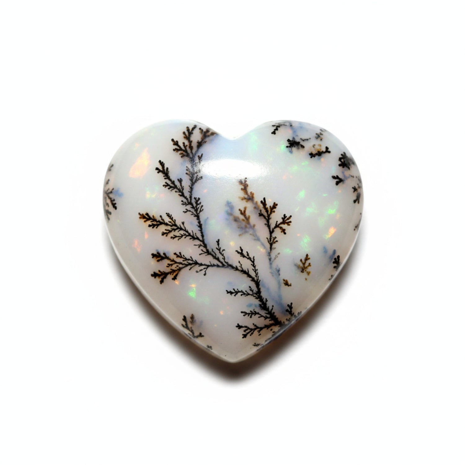 Dendrite Opal 10PC Tiny 5x5 MM Heart Cabochon White Fine semi Precious Loose Gemstone