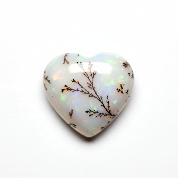 Dendrite Opal 1PC Medium 9x9 MM Heart Cabochon White Superior semi Precious Gems