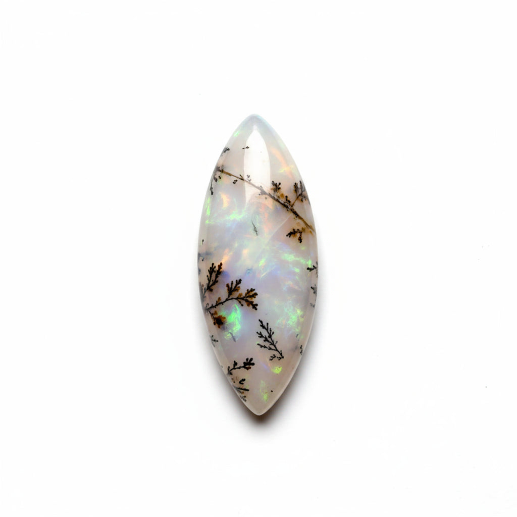 Dendrite Opal 10PC Tiny 4x8 MM Marquise  Cabochon White Genuine semi Precious Loose Gemstones