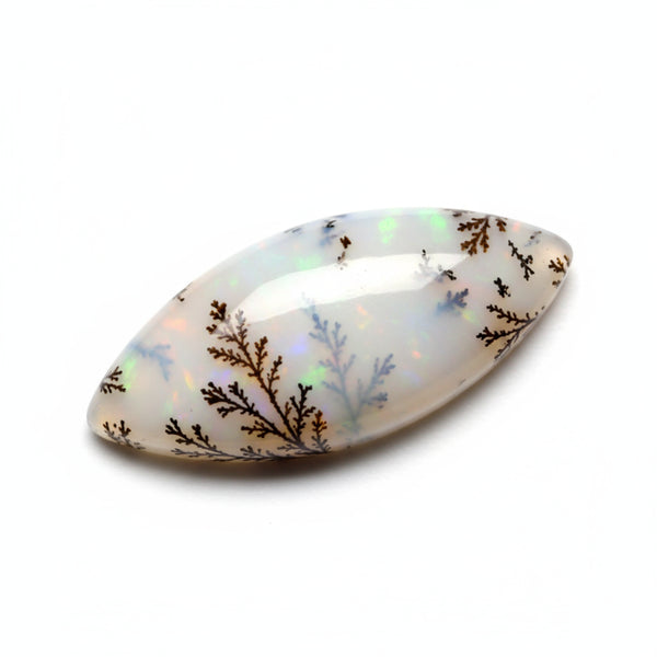 Dendrite Opal 1PC Small 5x10 MM Marquise  Cabochon White Superior semi Precious Semi Precious Gemstone