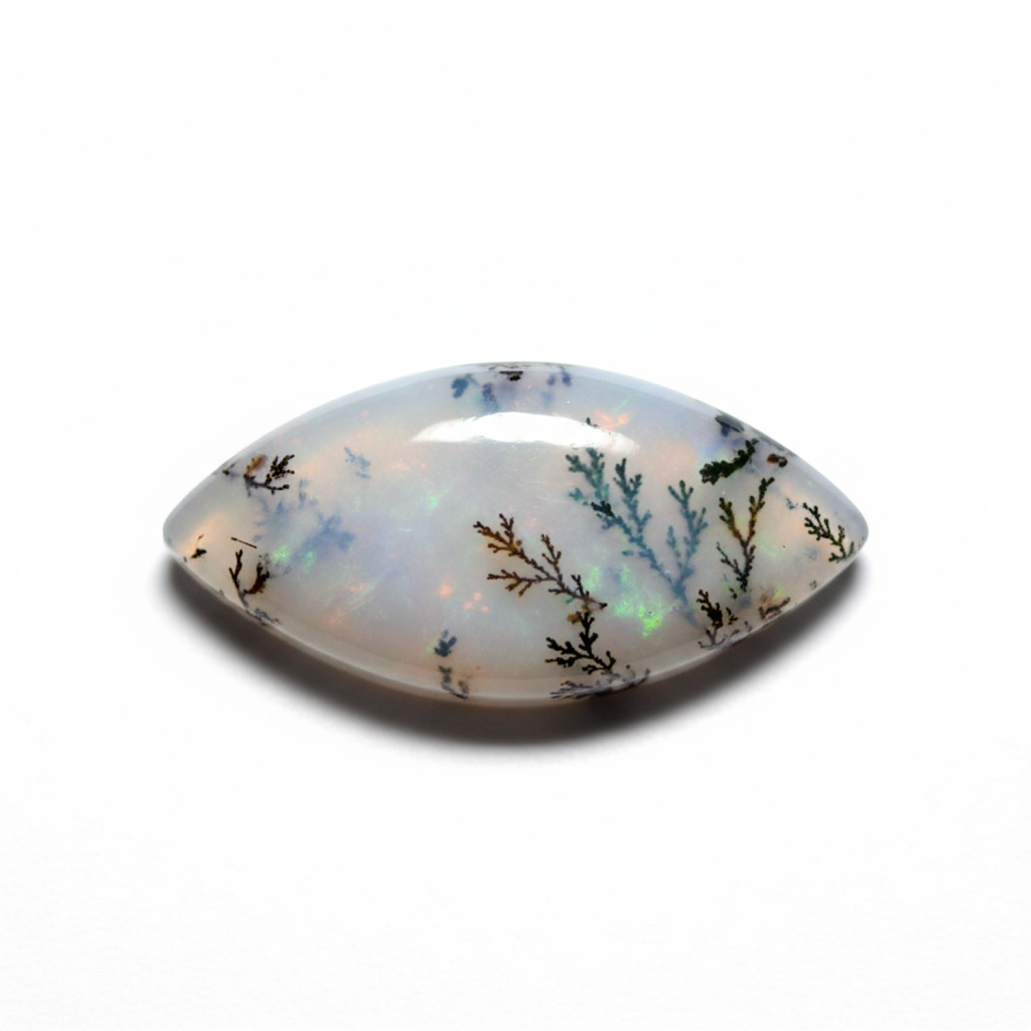 Dendrite Opal 1PC Small 6x12 MM Marquise  Cabochon White Pure semi Precious Precious Gemstone Главное изображение товара