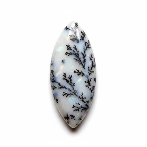 Dendrite Opal 1PC Medium 7x14 MM Marquise  Cabochon White Fiery semi Precious Gems