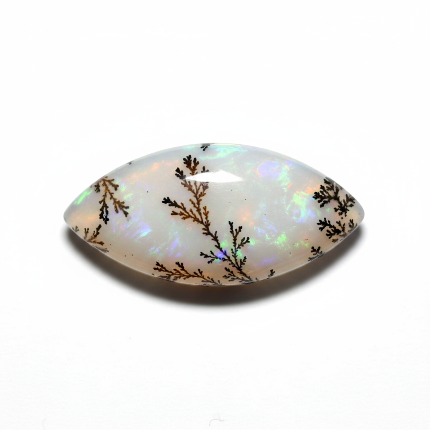 Dendrite Opal 1PC Large 8x16 MM Marquise  Cabochon White Brilliant semi Precious Loose Gems Hoofdafbeelding