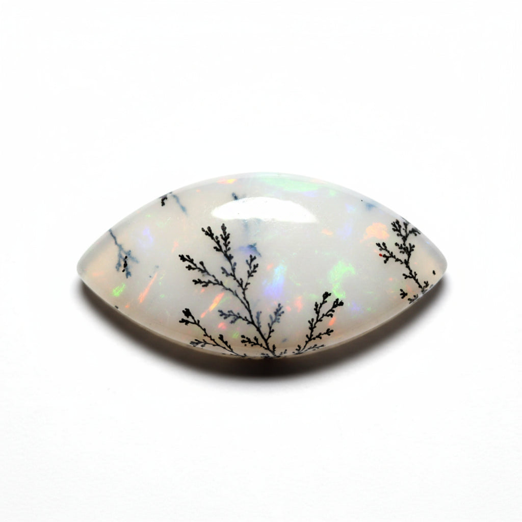 Dendrite Opal 1PC Large 8x16 MM Marquise  Cabochon White Brilliant semi Precious Loose Gems