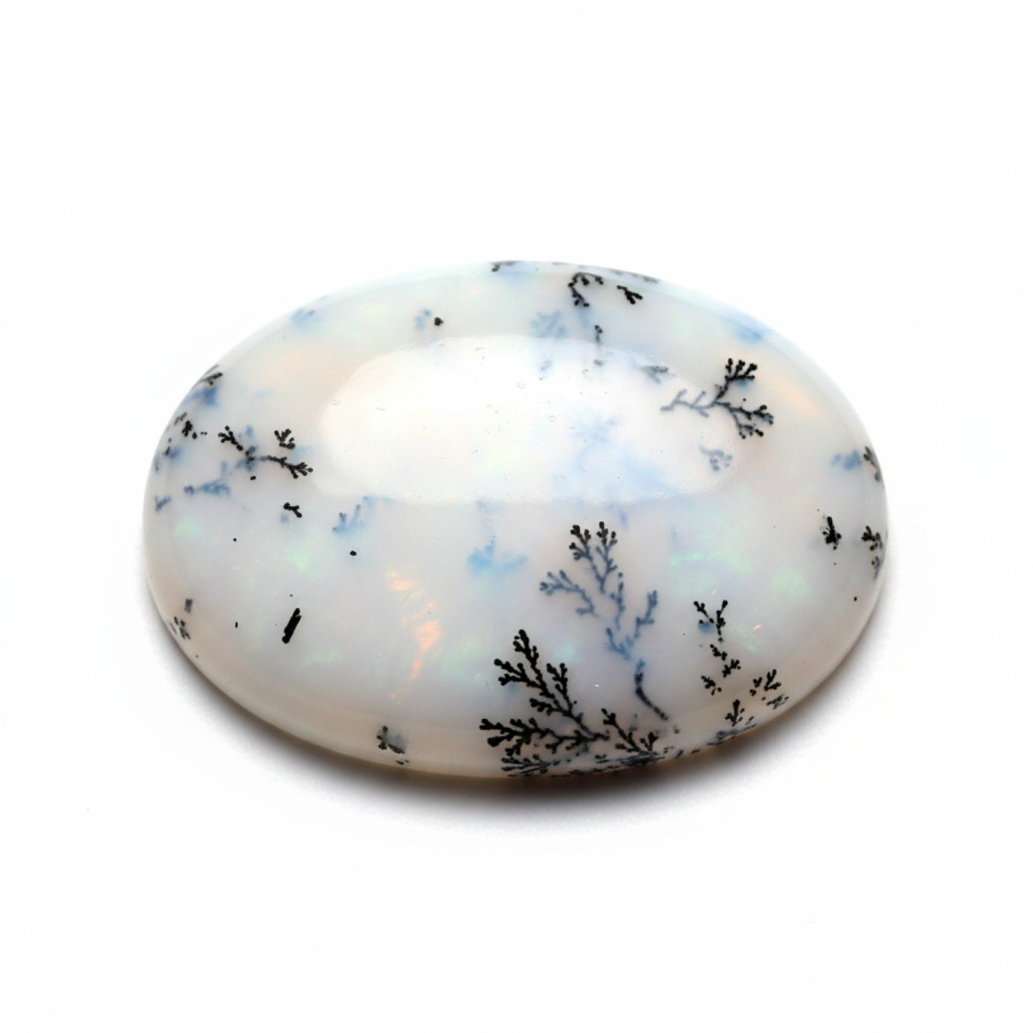 Dendrite Opal 1PC Large 10x12 MM Oval Cabochon White Brilliant semi Precious Precious Gemstone