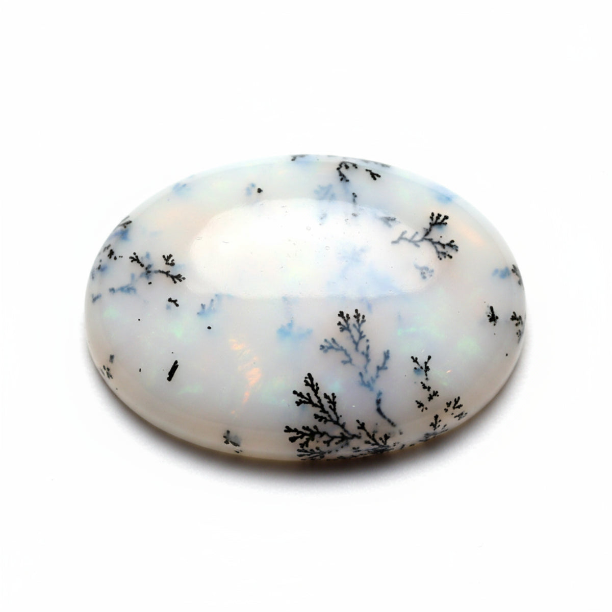 Dendrite Opal 1PC Large 10x12 MM Oval Cabochon White Brilliant semi Precious Precious Gemstone