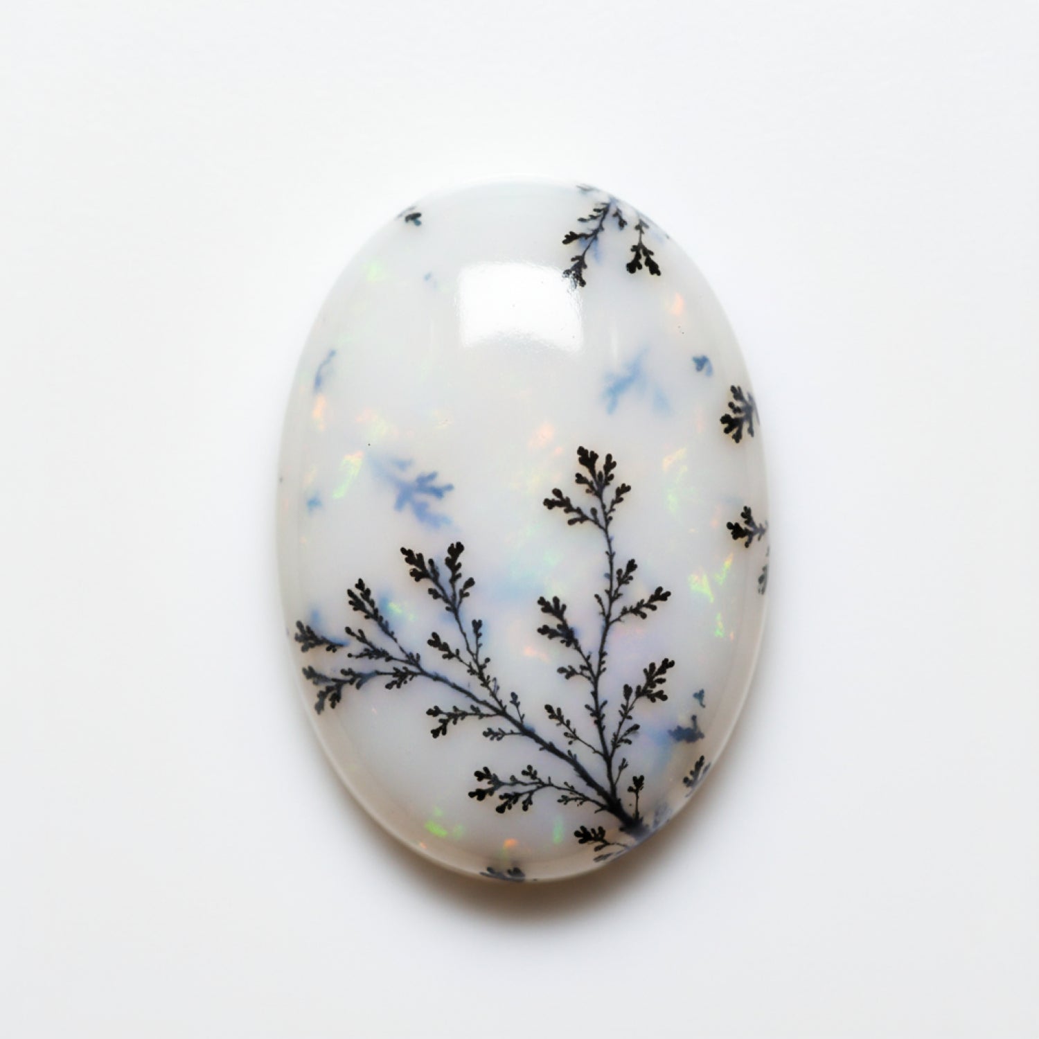 Dendrite Opal 1PC Large 10x12 MM Oval Cabochon White Brilliant semi Precious Precious Gemstone