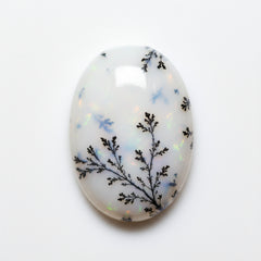 Dendrite Opal 1PC Large 10x12 MM Oval Cabochon White Brilliant semi Precious Precious Gemstone