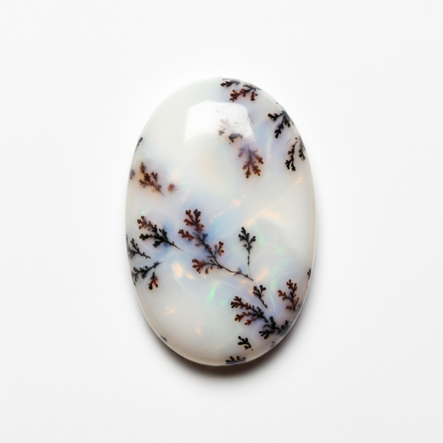 Dendrite Opal 10PC Tiny 4x6 MM Oval Cabochon White Lustrous semi Precious Loose Gemstone Sekundär produktbild