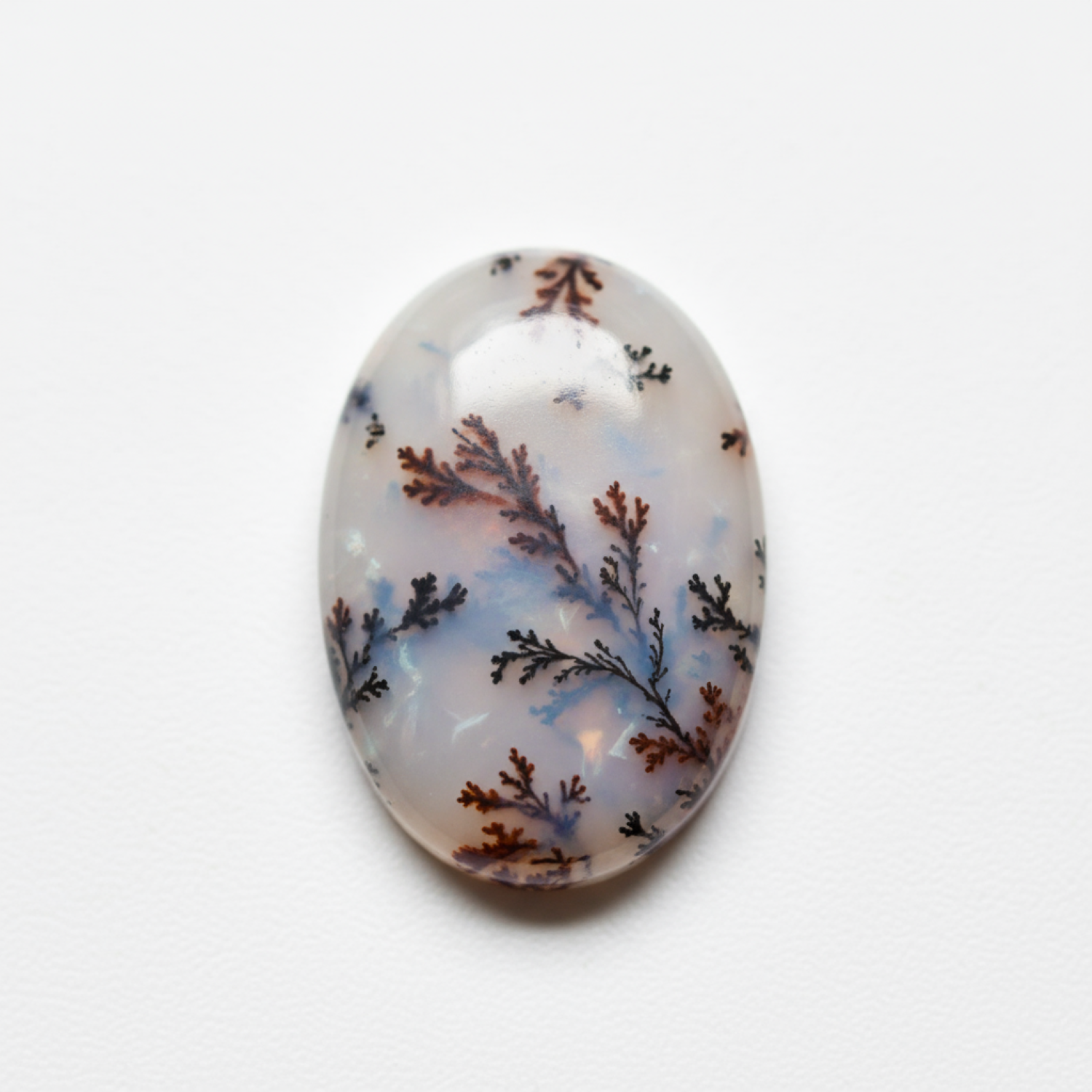 Dendrite Opal 1PC Tiny 5x7 MM Oval Cabochon White Shine semi Precious Loose Gemstones Hoofdafbeelding