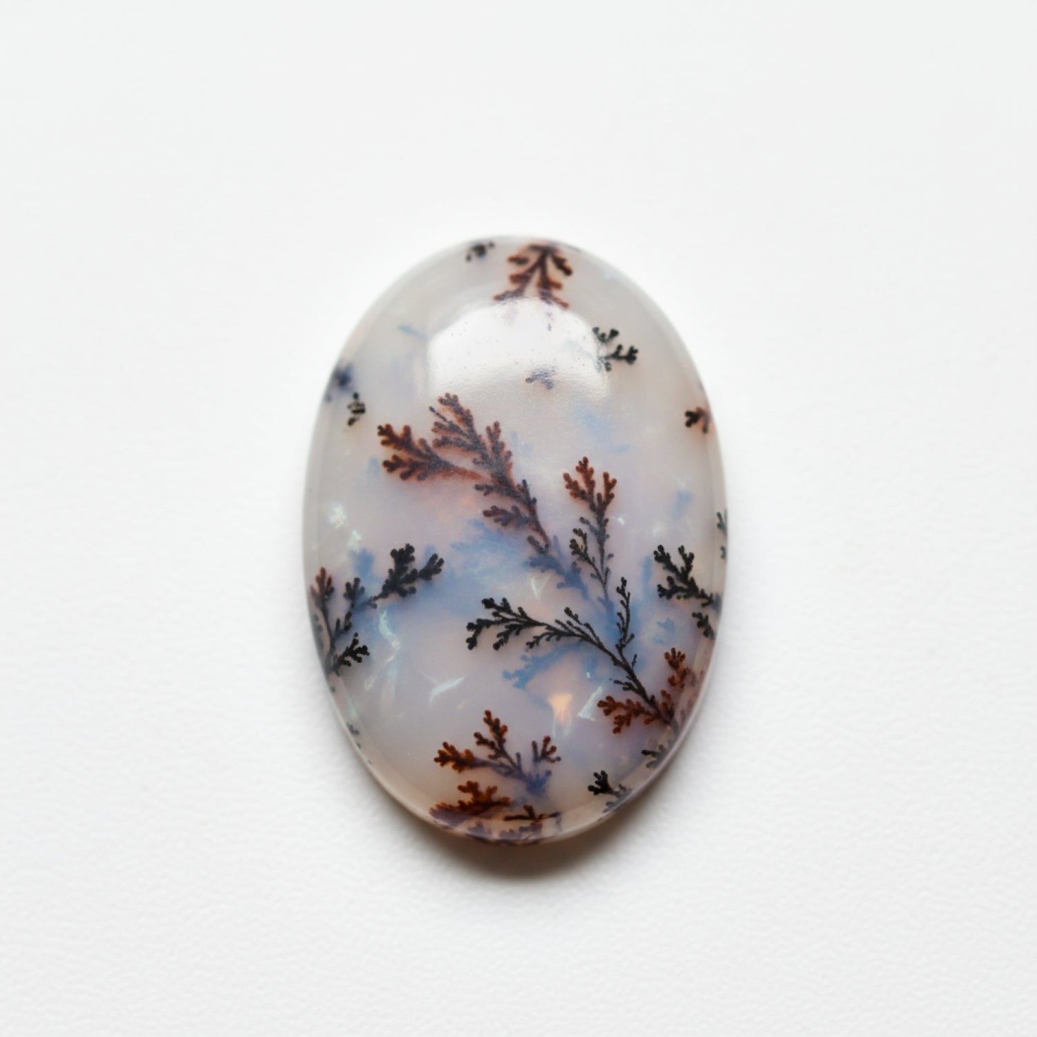 Dendrite Opal 1PC Tiny 5x7 MM Oval Cabochon White Shine semi Precious Loose Gemstones