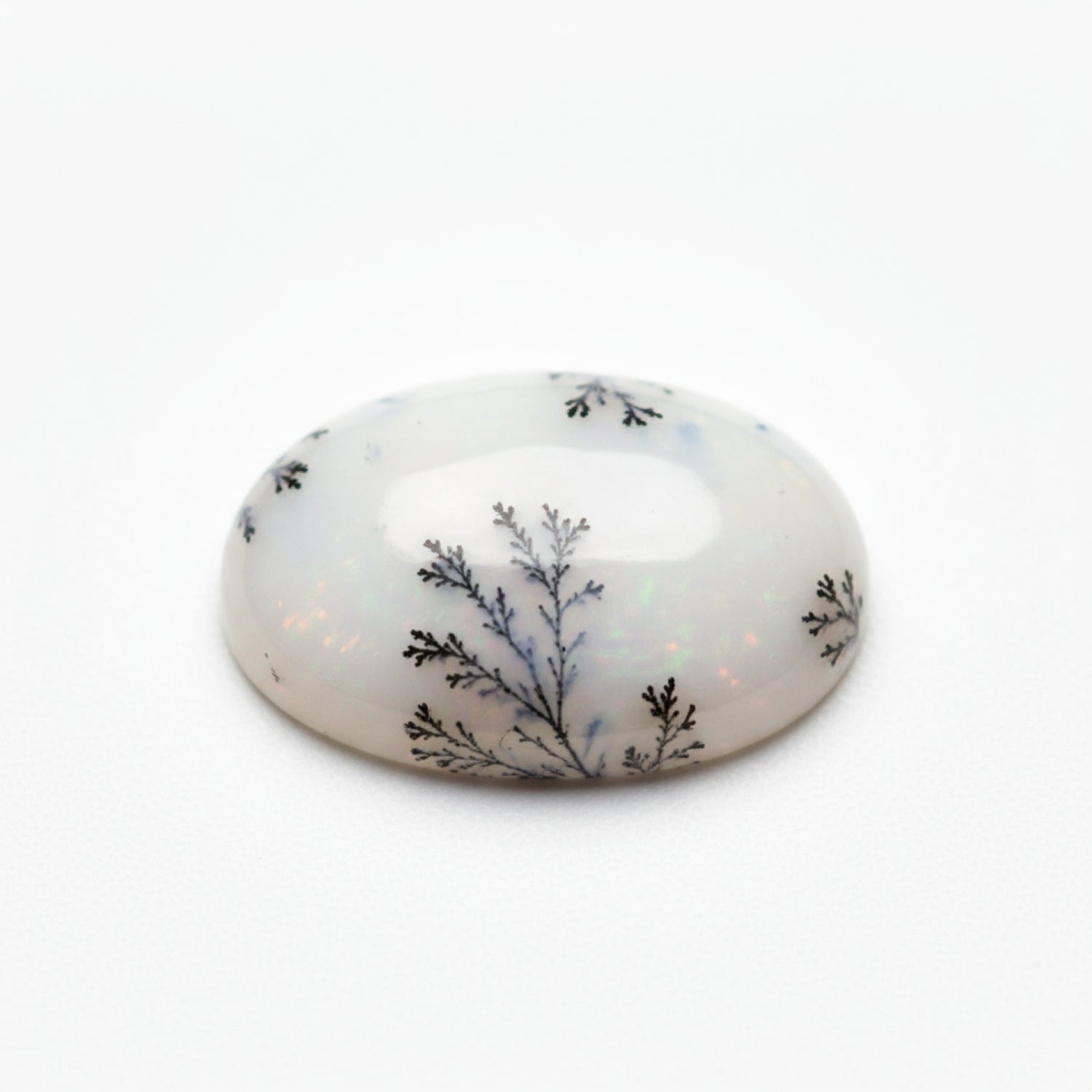 Dendrite Opal 1PC Small 6x8 MM Oval Cabochon White Fine semi Precious Semi Precious Gemstone