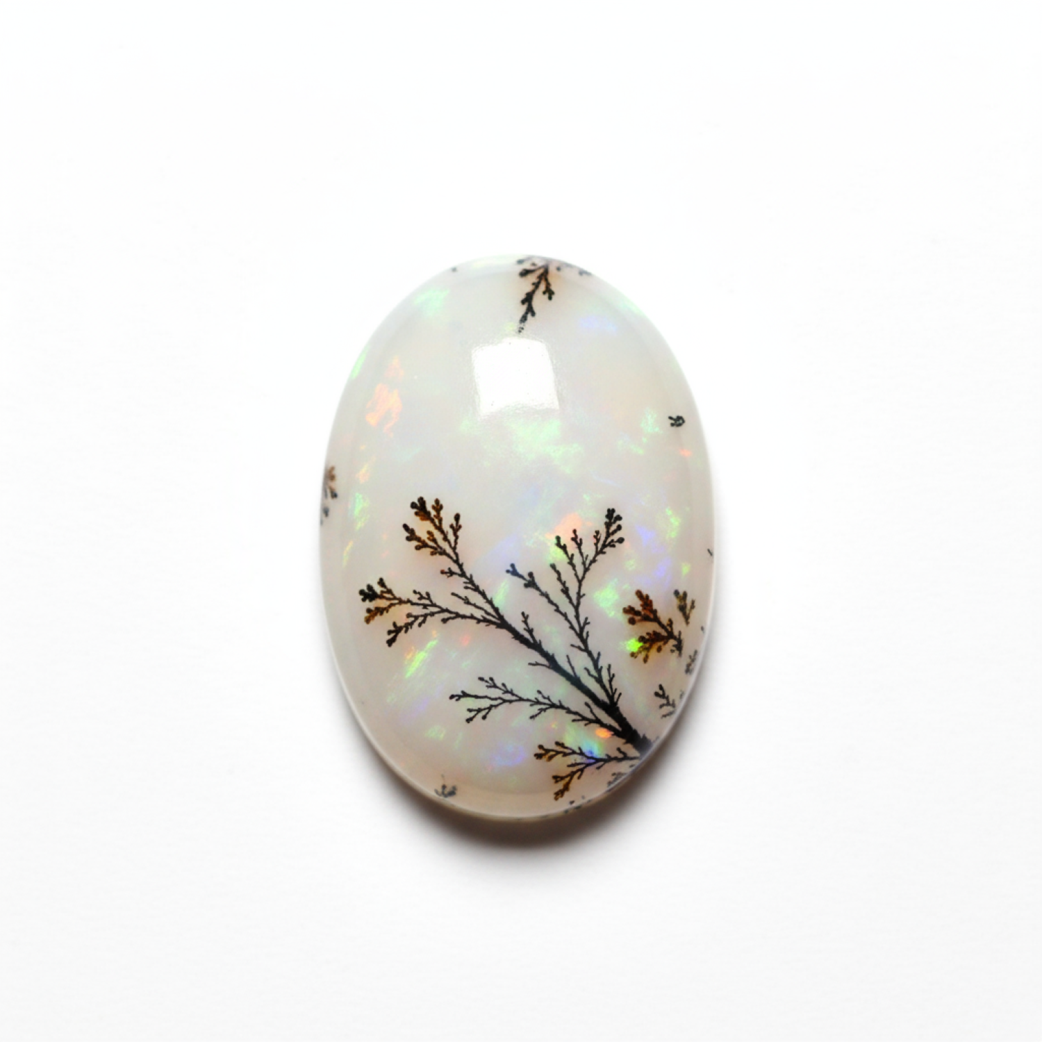 Dendrite Opal 1PC Small 6x9 MM Oval Cabochon White High-Quality semi Precious Precious Gemstone Главное изображение товара