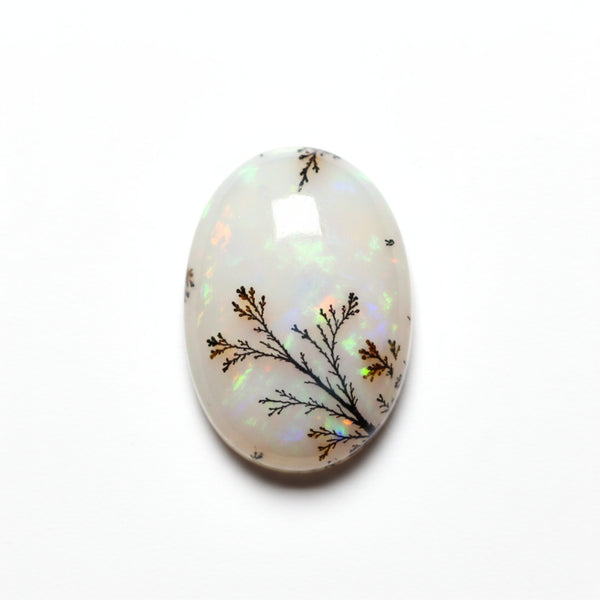 Dendrite Opal 1PC Small 6x9 MM Oval Cabochon White High-Quality semi Precious Precious Gemstone