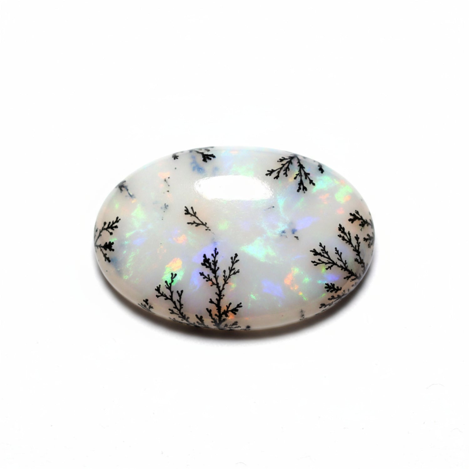 Dendrite Opal 1PC Small 6x9 MM Oval Cabochon White High-Quality semi Precious Precious Gemstone
