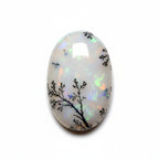 Dendrite Opal 1PC Medium 7x10 MM Oval Cabochon White Genuine semi Precious Loose Gems